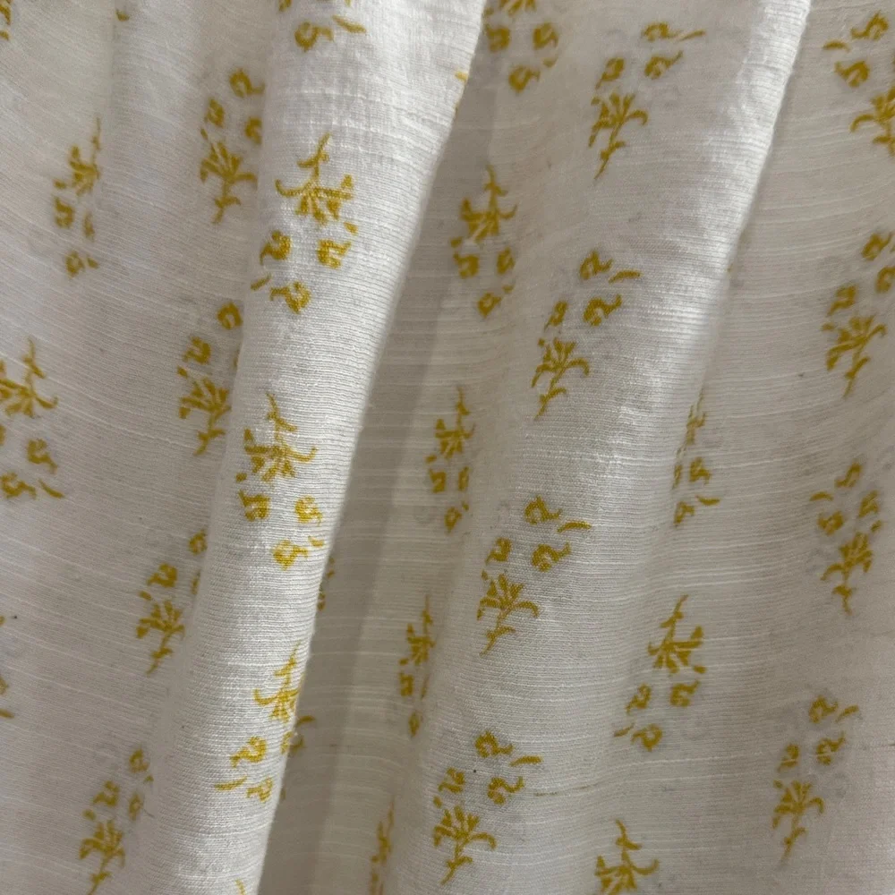 Lauren Conrad  Square Neck Peasant Blouse in White with Yellow Floral Print - M - Picture 4 of 5